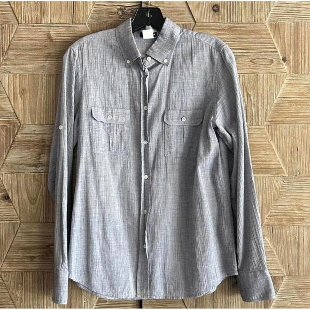 J. Crew Women's Gray Long Sleeve Button-Up Shirt Size 8